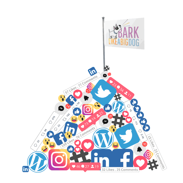animation depicting a mountain of social media posts