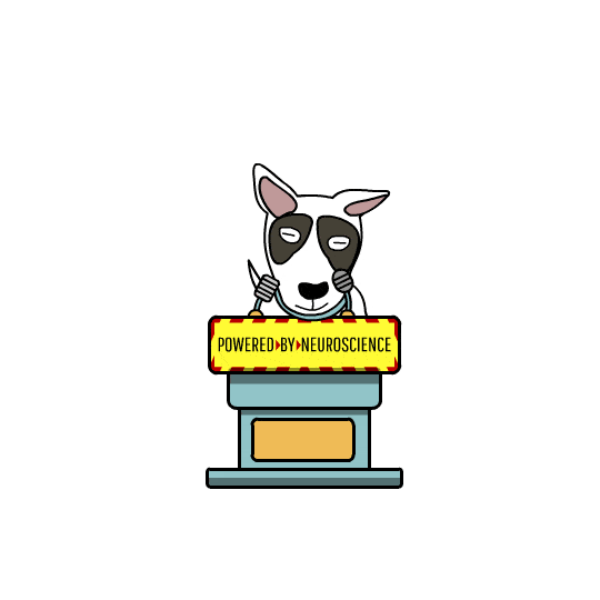 Animation of Barkly standing behind a podium with an upwards arrow appearing behind him