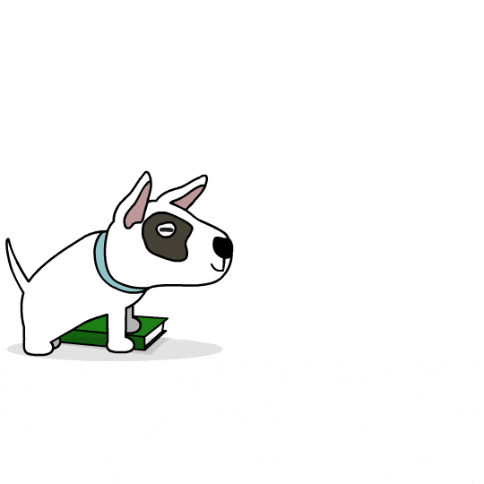 Animation of Barkly pushing a book along the ground